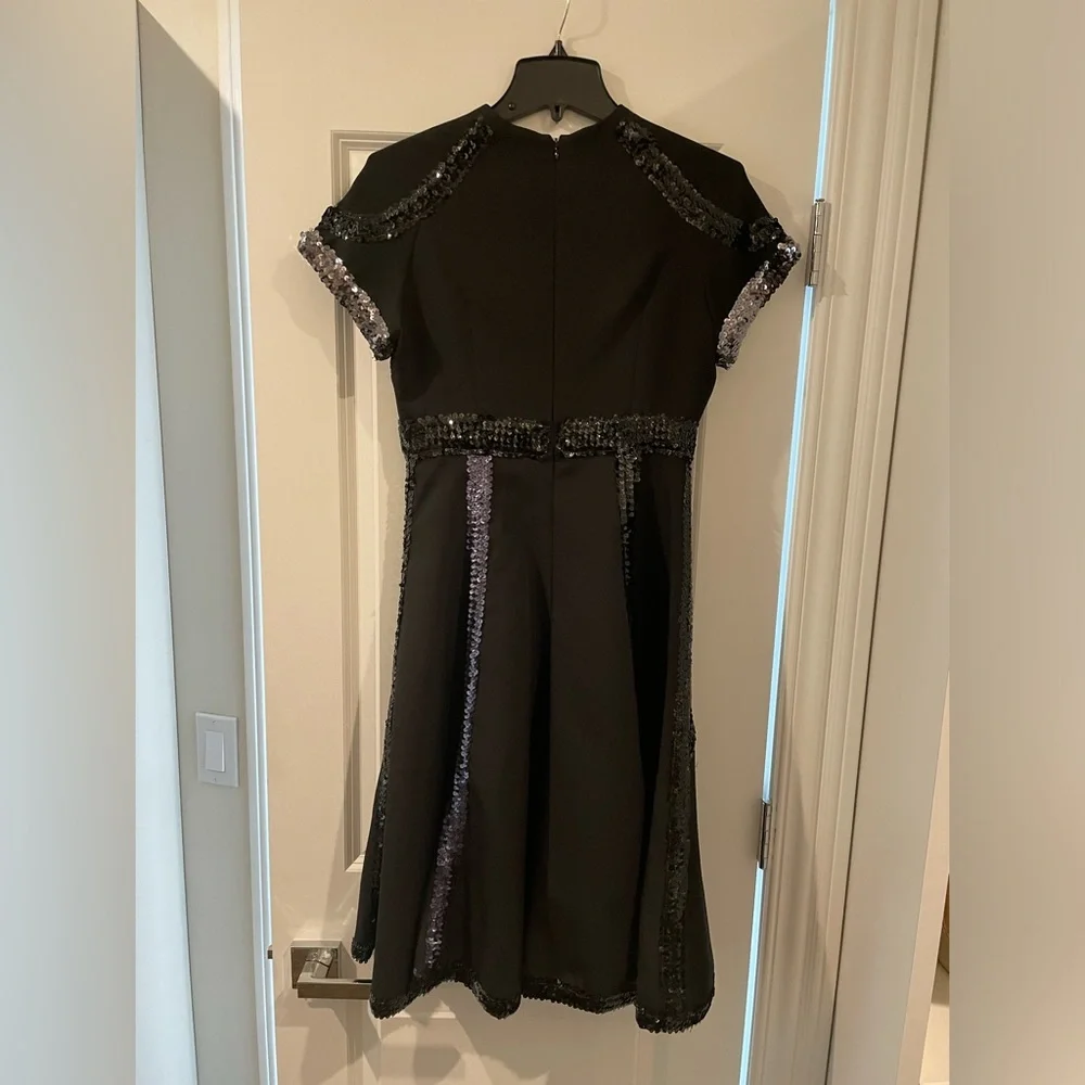 Beautiful Miri couture short sleeve knee length black with sequin details dress - Picture 2 of 2
